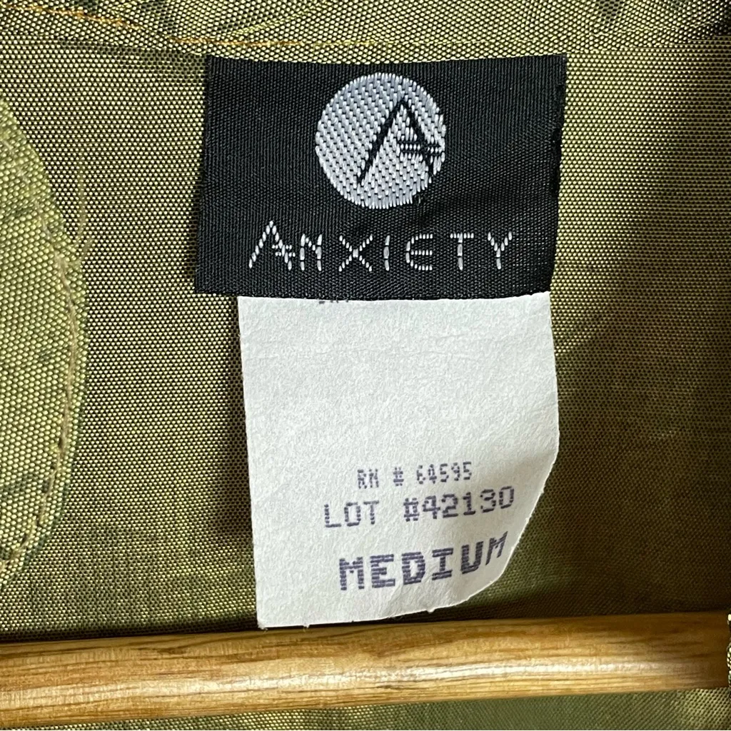 Vintage‎ Y2K Anxiety Blouse Iridescent Green Orange Ribbon Hem Button - Image 3