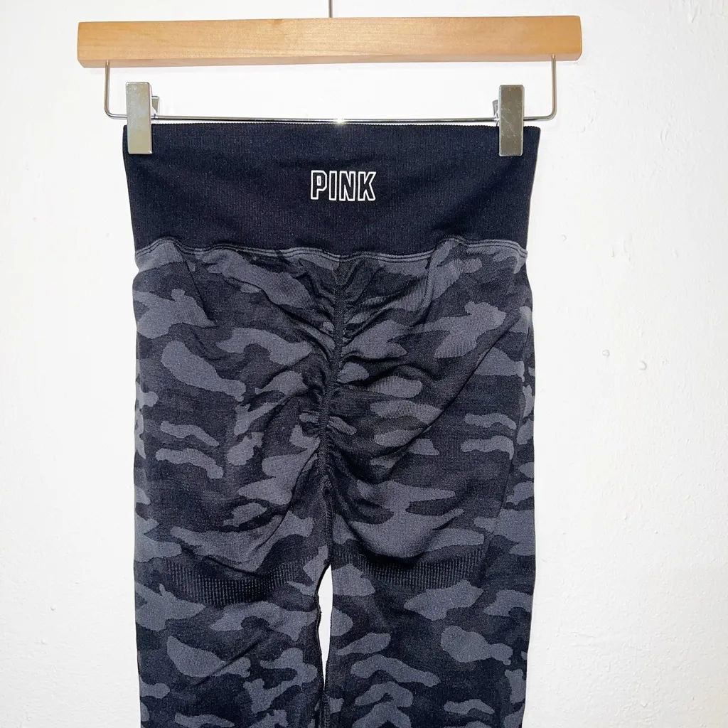 PINK black camo scrunch butt high rise seamless active leggings - Image 7