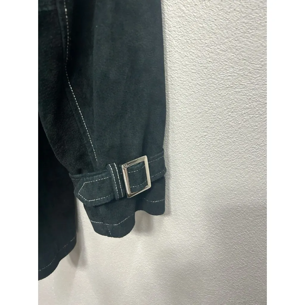 Wilsons Suede Coat Women’s XXL Black Double Breasted Belted Genuine Leather READ - Image 5