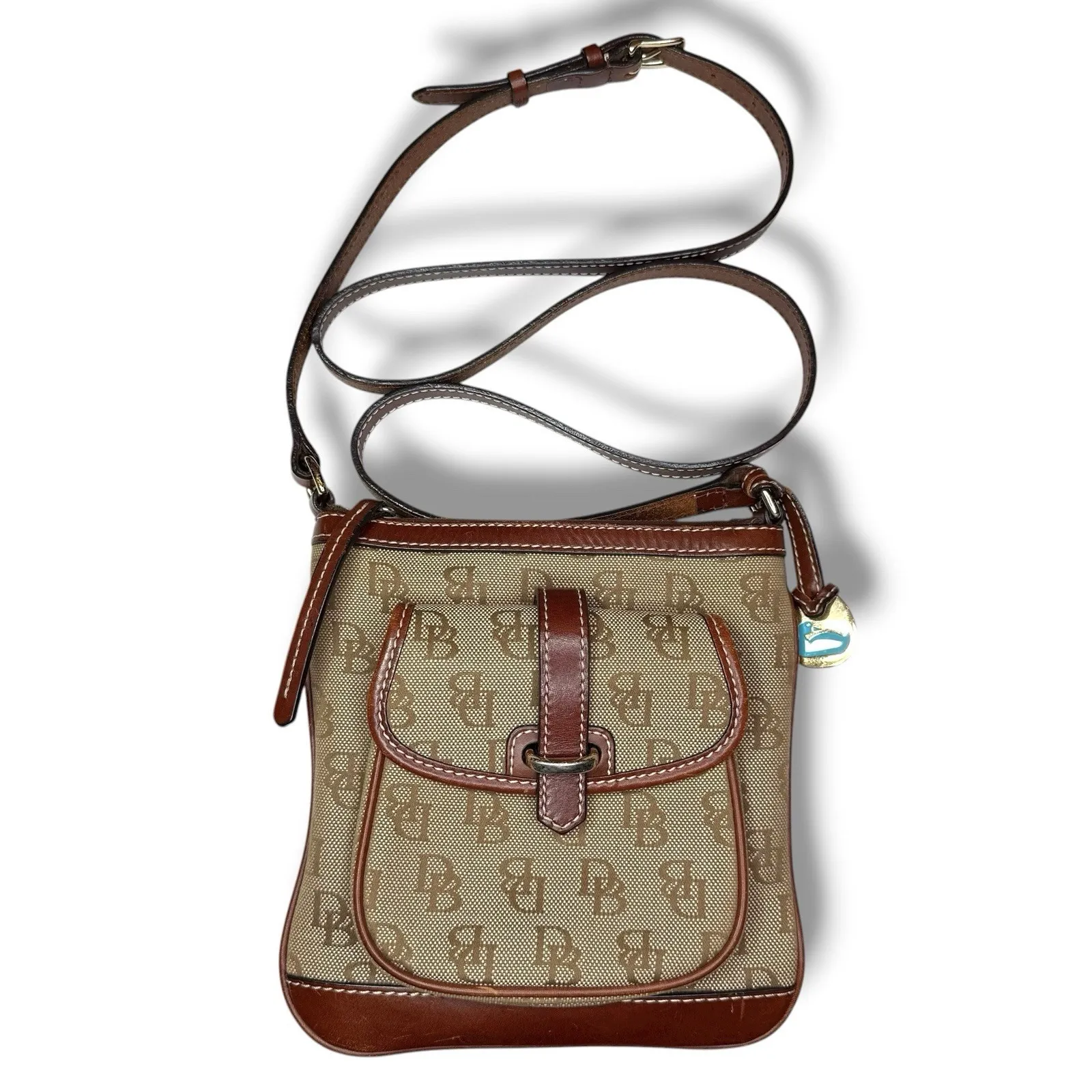 VTG Dooney and Bourke Y2K Letter Carrier Signature Monogram‎ Crossbody Bag Purse - Image 2