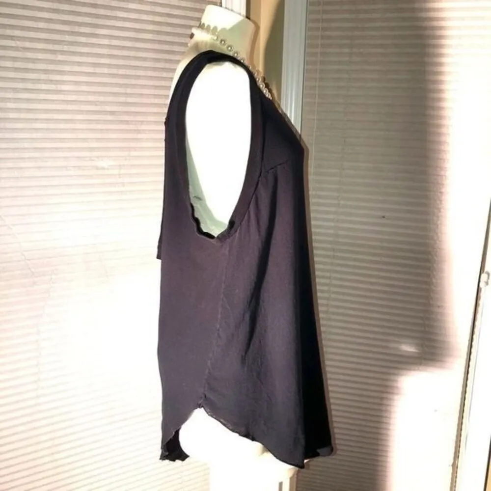 Bassike Asymmetrical Sleeveless Top w/ open back Black Size L - Image 2
