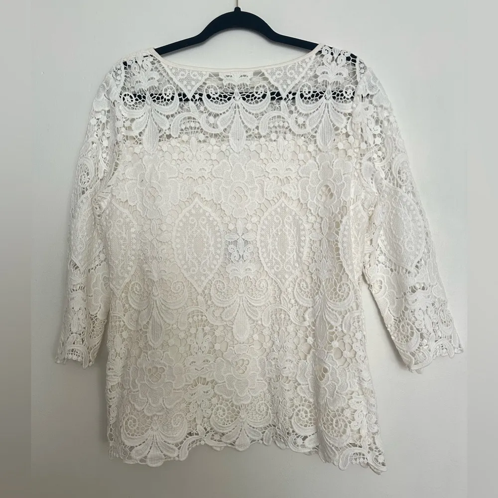J. Jill Of White Lace Boat neck Blouse NWT - Image 4