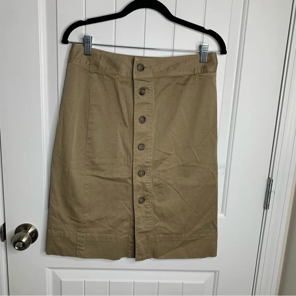 J Crew size buttons pencil skirt in stretch chino khaki size 6 minimalist bo 104 - Image 3