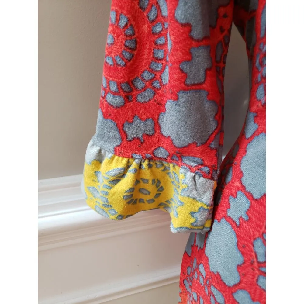 Aryeh Women's Size 1X Red Yellow Gray Floral Print Tunic Polyester Casual Top - Image 6