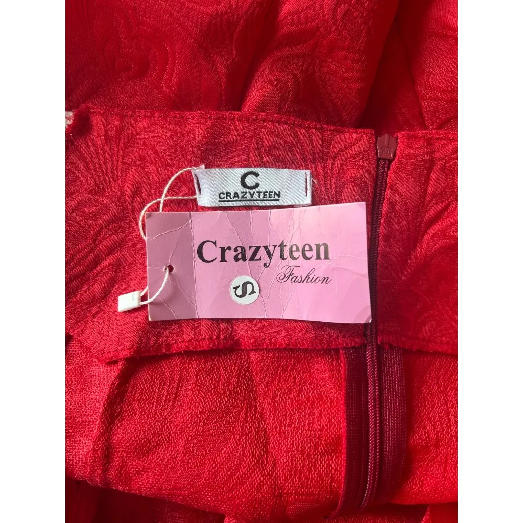 NWT Crazy Teen Red and White High Slit Dress - Image 7