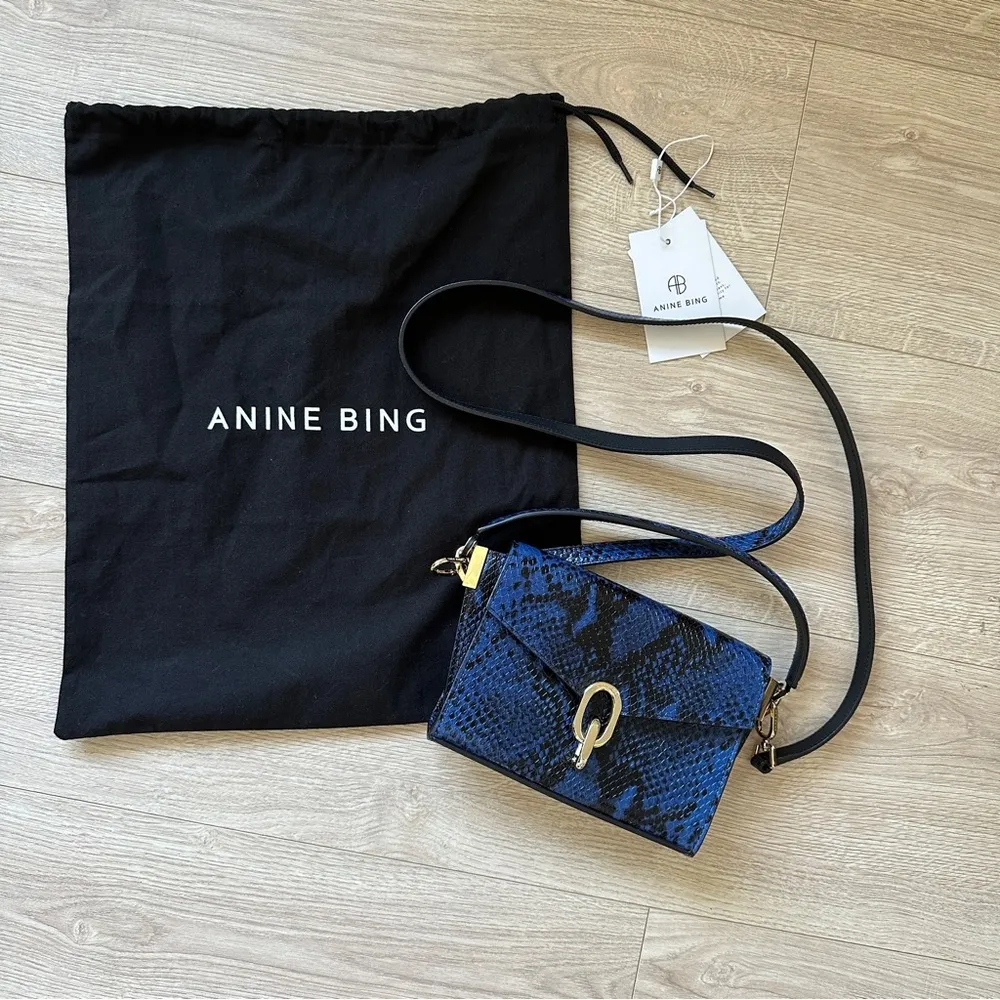 Anine Bing - Mini Colette Bag in Blue Snakeskin - Image 2