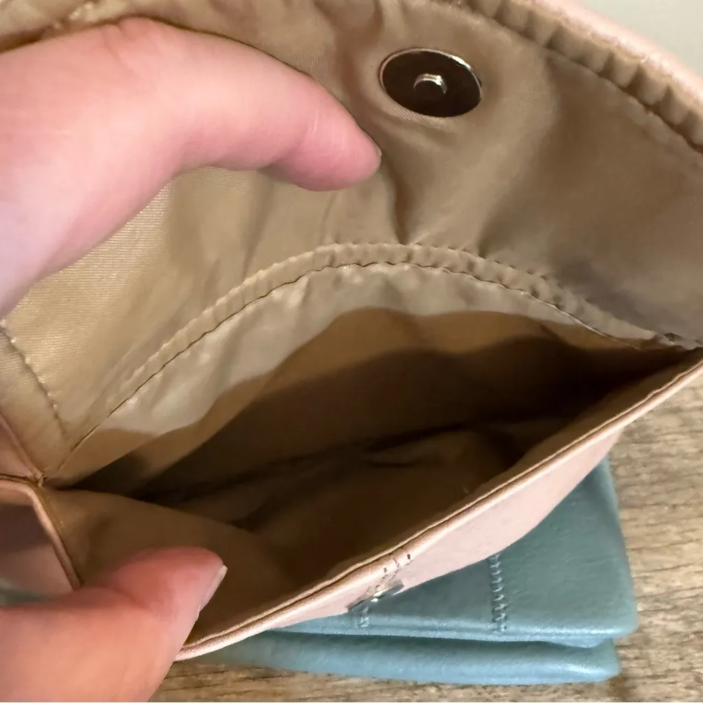 2 Faux Leather Purses Poche Lauren Conrad & CL Blush Pink Blue Crossbody - Image 13