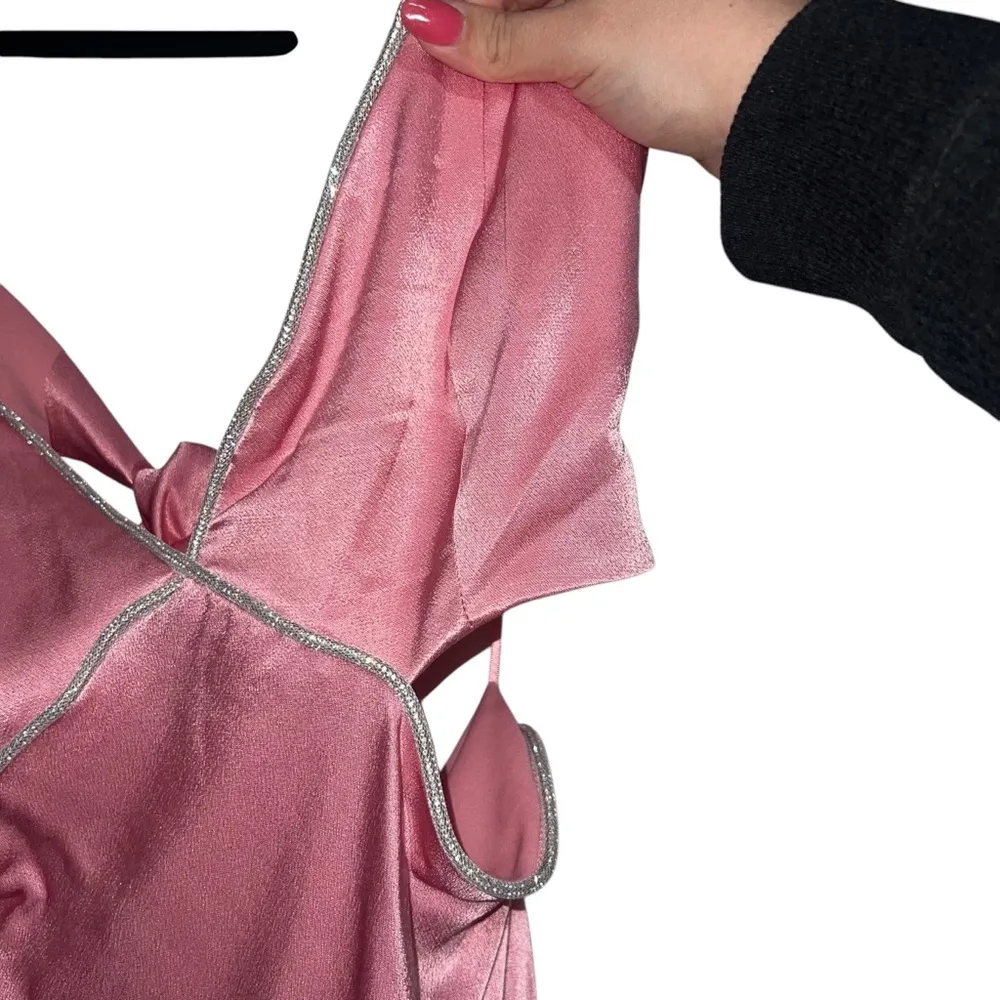 NEW NWT Bardot Rome Diamonte Cutout Slip Dress Maxi Gown In Blush Pink - Image 6