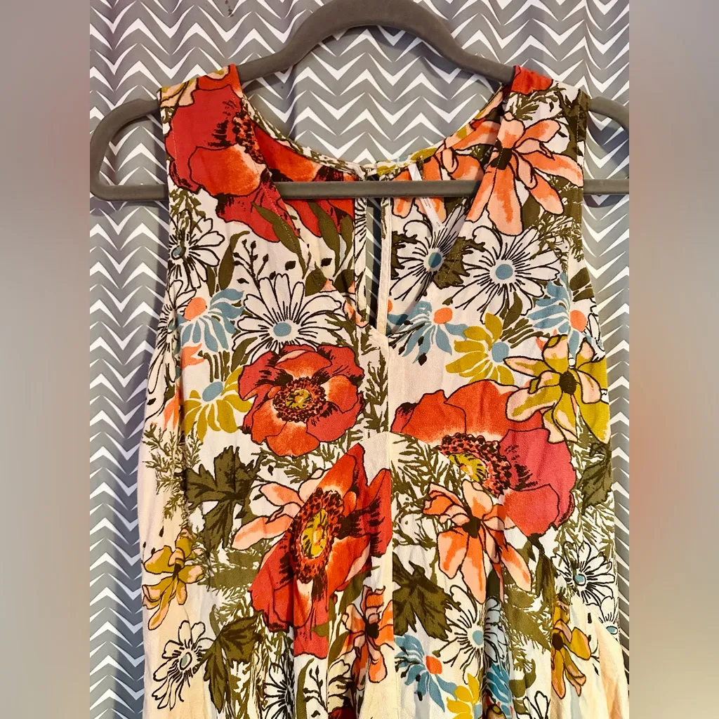 FREE PEOPLE | Backyard Party Floral Tunic Mini Dress, Size S - Image 3