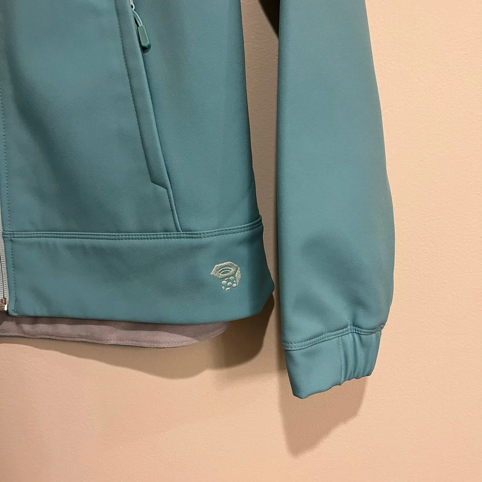 Mountain Hardwear Jacket Softshell Fleece Lined Turquoise Blue Womens Medium - Image 3