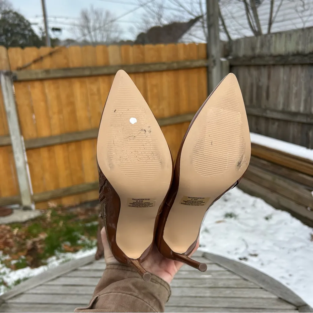 Steve Madden Patent Viktory Cognac‎ Pat Thigh High Over Knee Boots size 6.5 - Image 7