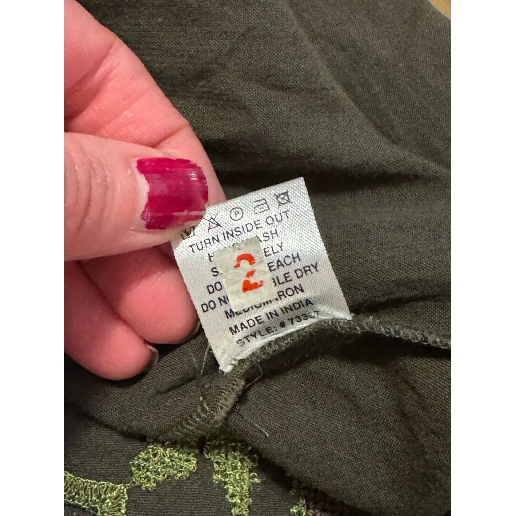 Uncle Frank‎ Anthropologie Embroidered Floral Boho Dress Cottagecore Hippie Sz M - Image 9