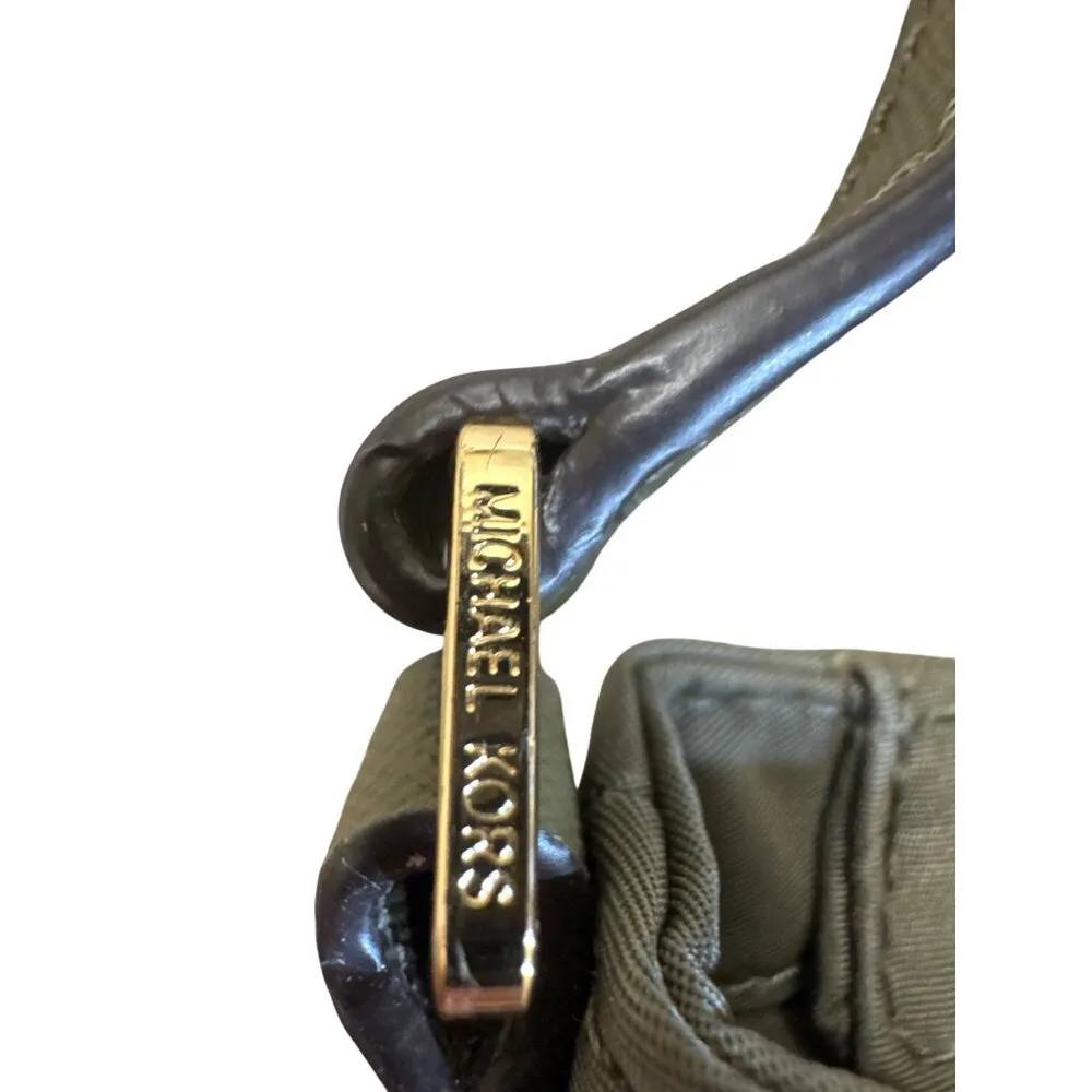 Michael Kors Womens Green Canvas Crossbody Purse SKU 7823 - Image 6