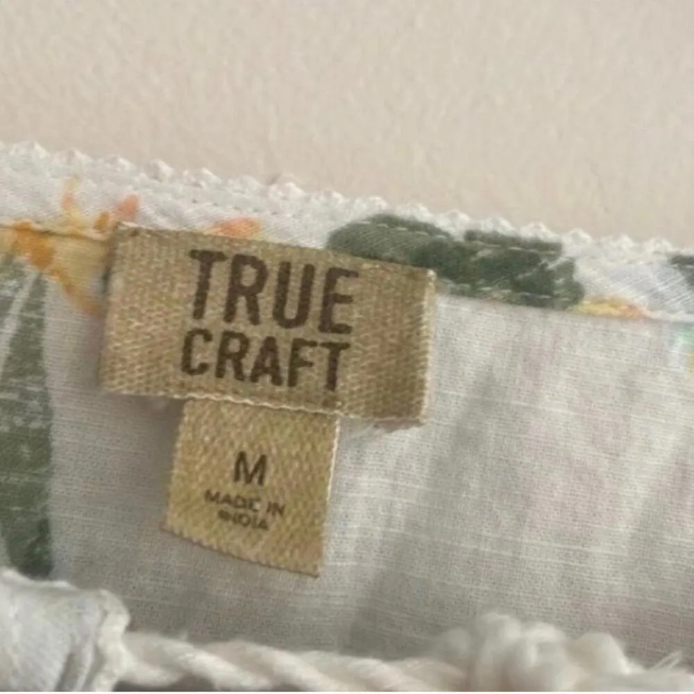 True Craft White and Yellow Floral Print Lace Trim Blouse Shirt - Image 8