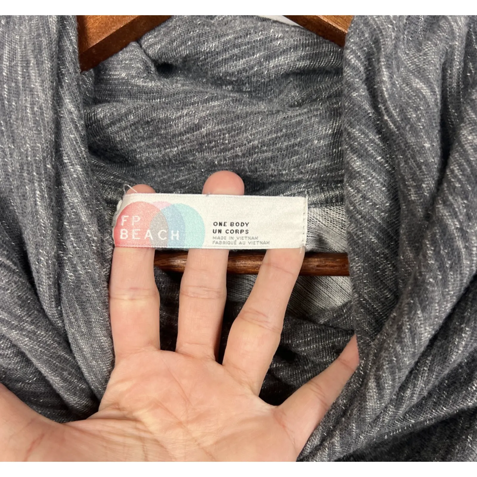 Free People FP Beach One Body Cocoon Cowl Neck Pullover Hoodie Heather Gray OS - Image 7