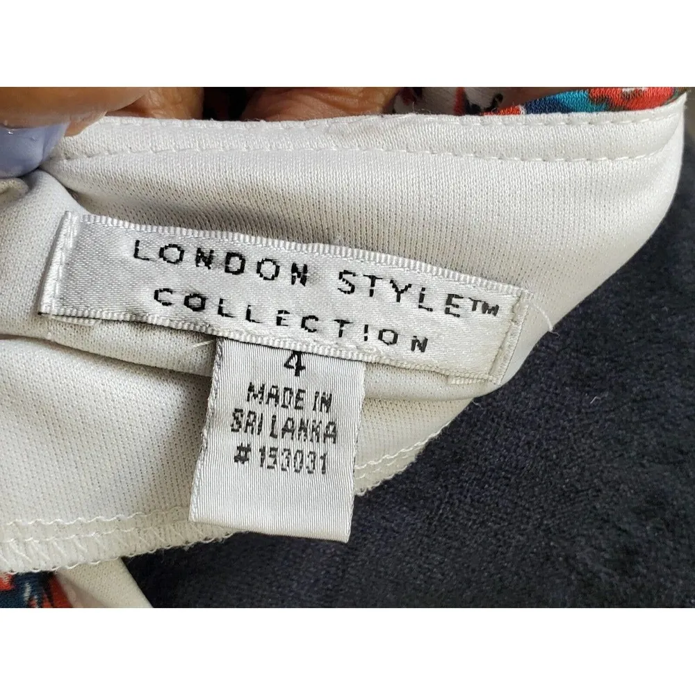 London Style Women's Multicolor Round Neck Long Sleeve Knee Length Dress Size 4 - Image 9