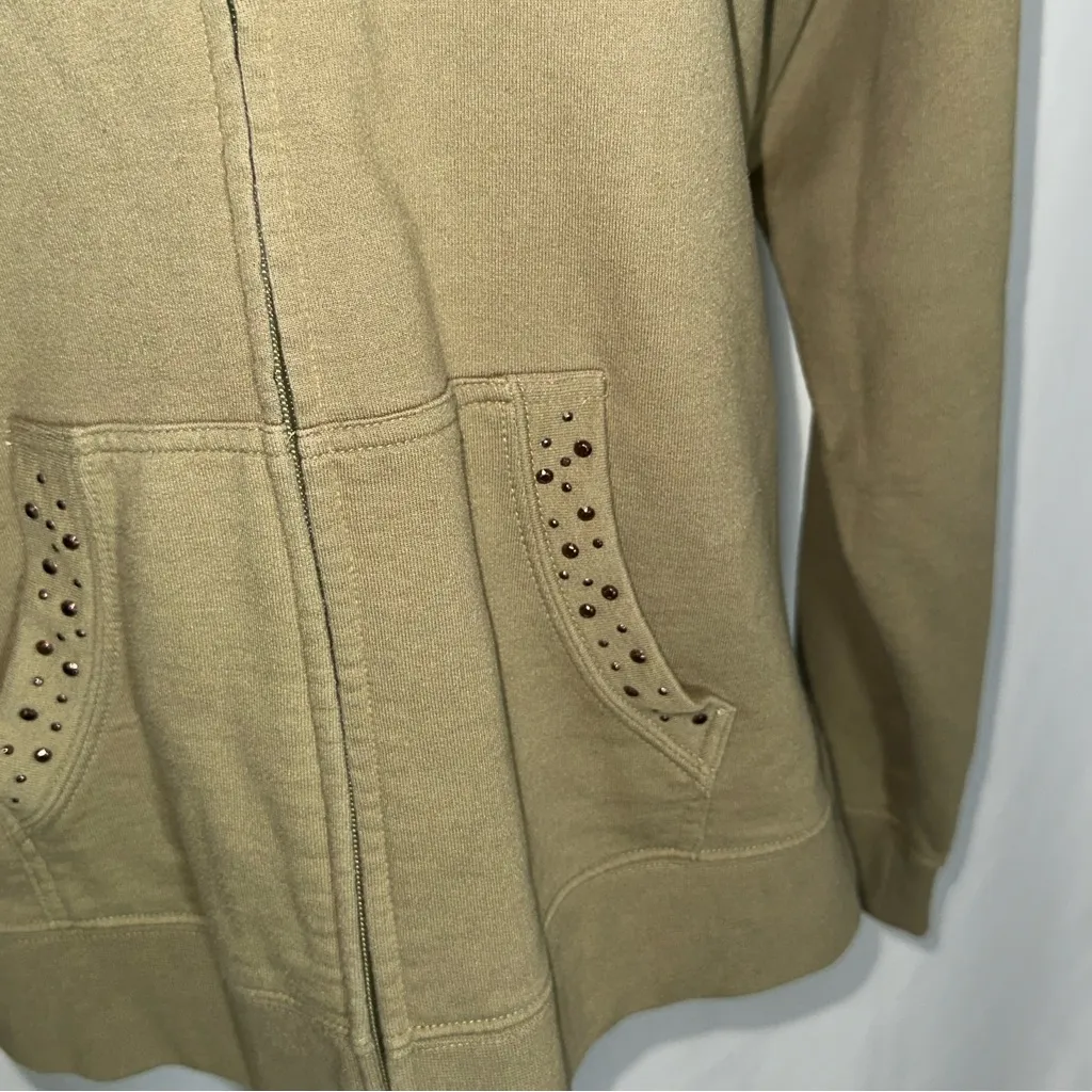 Harley Davidson • Jacket Sweater Women's Green Full Zip Rhinestone Size M Y2K Size M - Image 3
