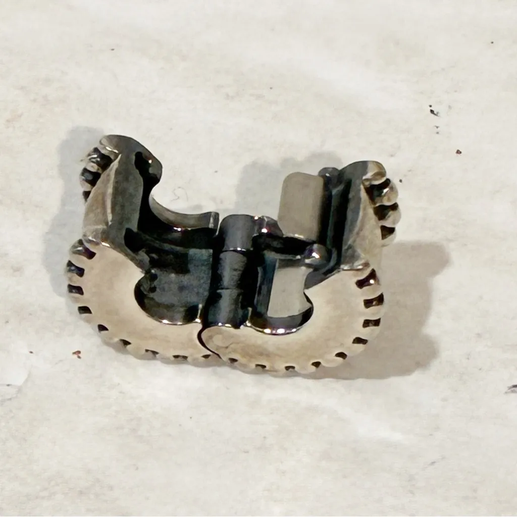 Pandora 925 ALE Sterling Silver Simple Ridged Clip Charm Stopper Jewelry - Image 2