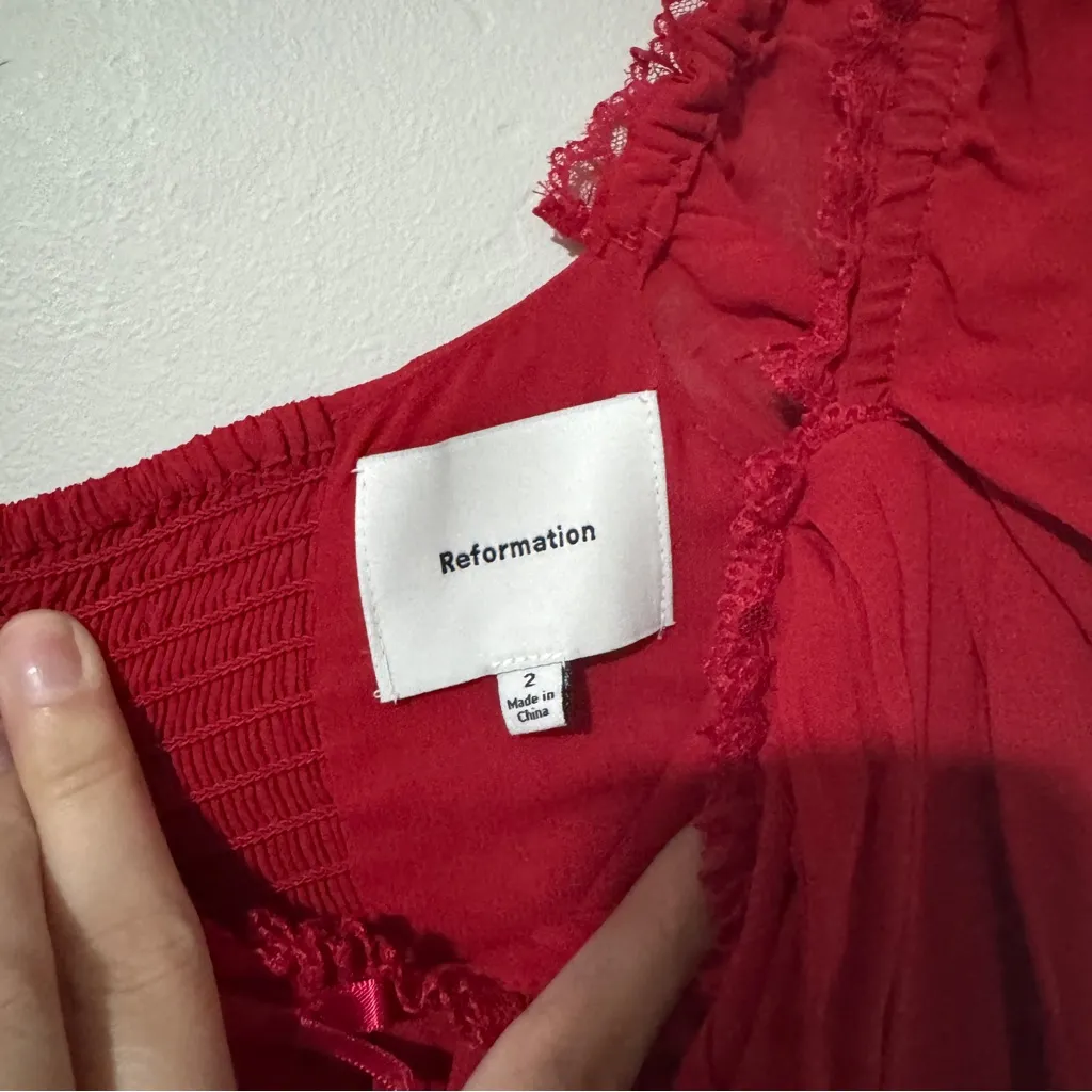 Reformation: Ondine Dress (Lipstick) - NWT Size 2 - Image 4