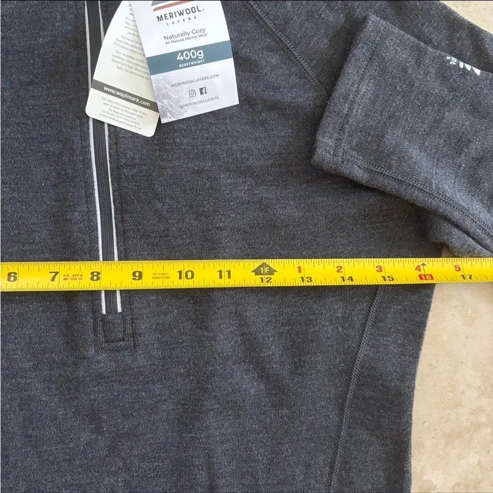 Meriwool 400g 1/4 Half Zip Pullover Sweater Womens Small Gray Merino Wool - Image 5