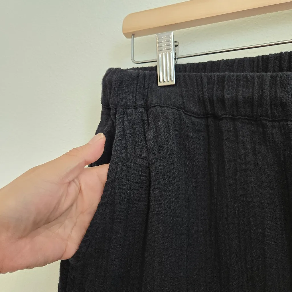 Quince Women Cotton Gauze Straight Leg Pants Black small - Image 7