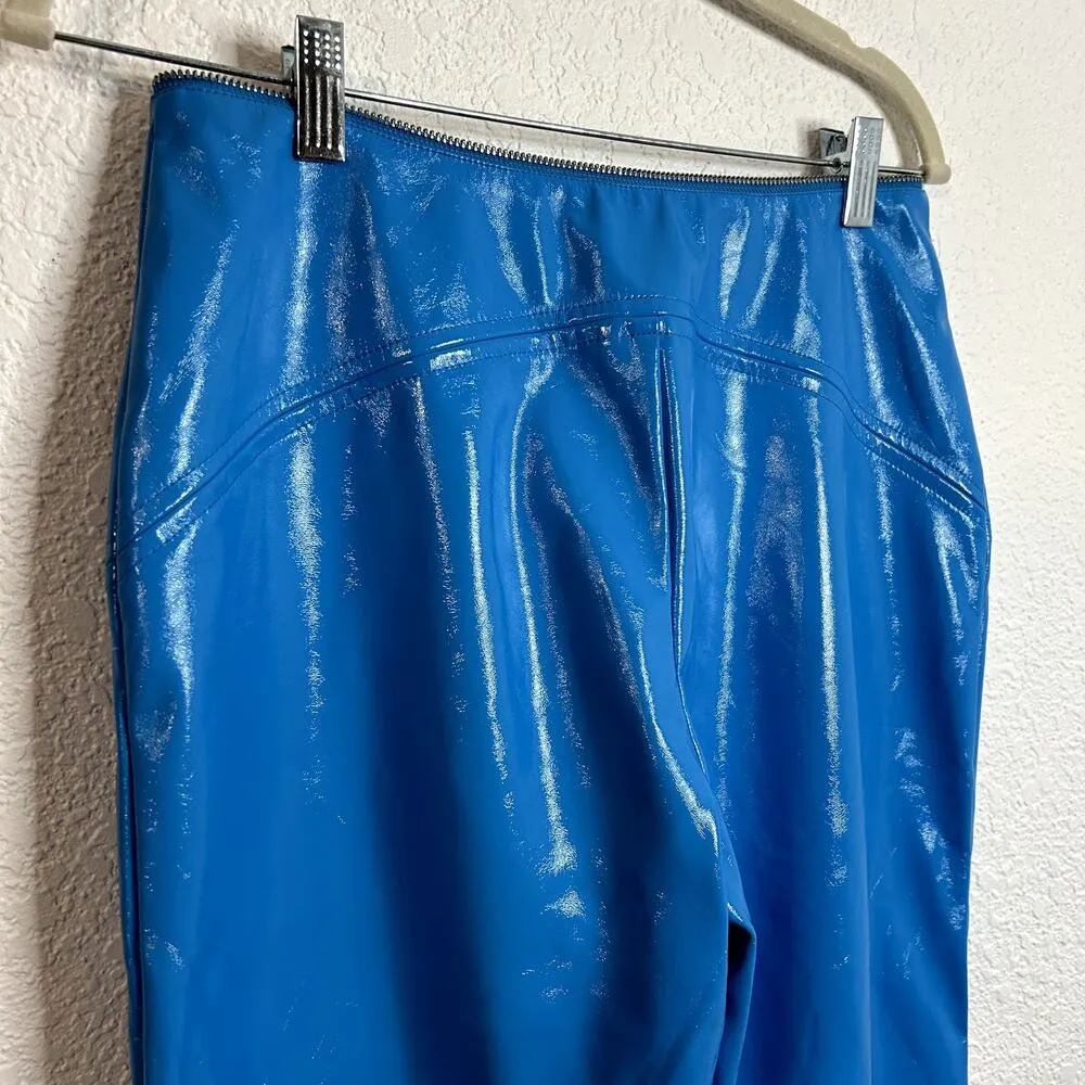 I. Am. Gia Isla Blue Zipper Pants Womens Size XS Rave Shiny Faux Leather - Image 8