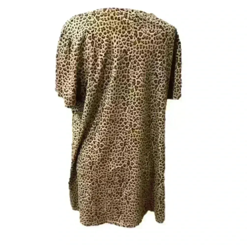 Hudson Gray Cheetah Leopard Animal Print Casual T Shirt Cotton Dress - Image 3