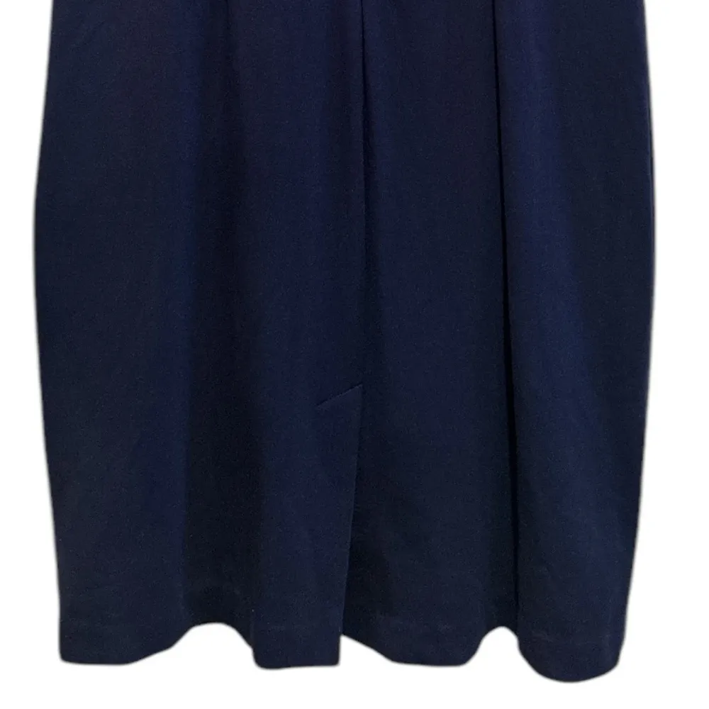 BROOKS BROTHERS VNECK SHORT SLEEVE NAVY BLUE PONTE FITTED CAREERWEAR DRESS 4 - Image 5