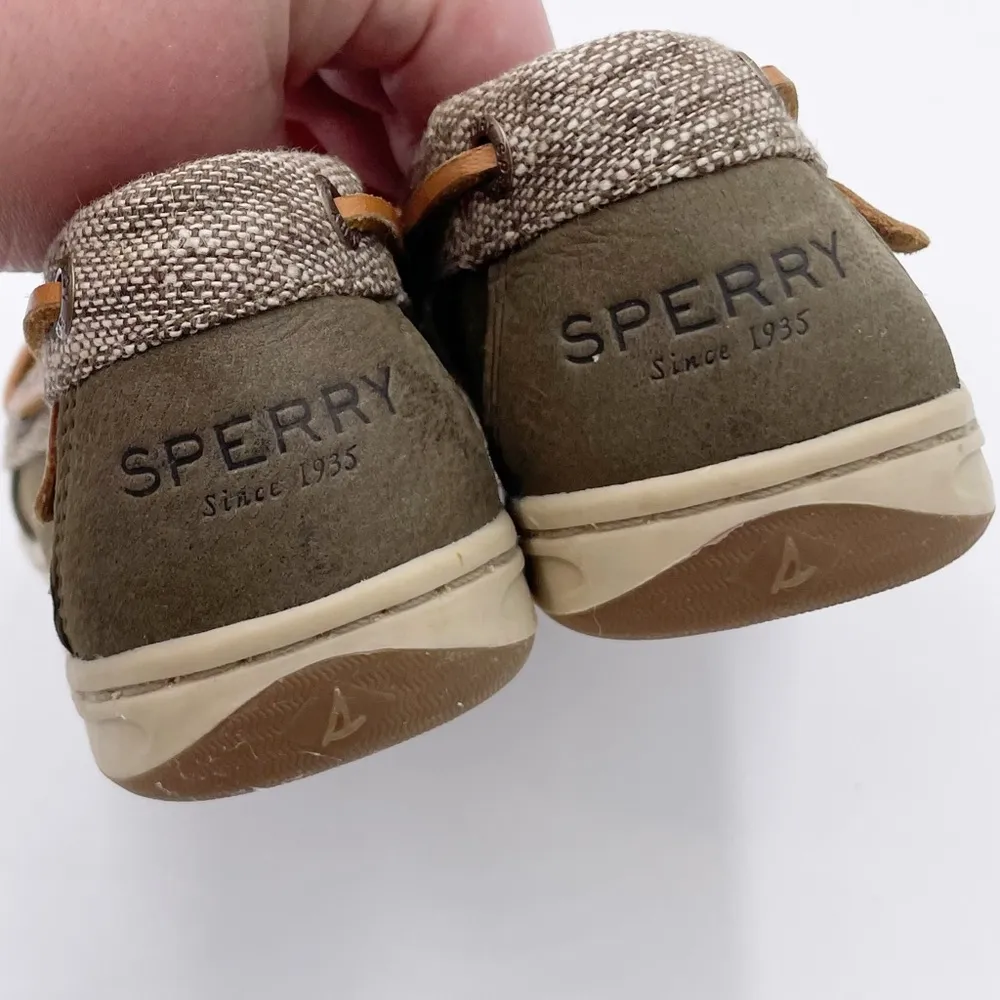 Sperry Top-Sider Barrelfish Boat Shoes Dark Olive Green Leather Women's Size 5 - Image 8