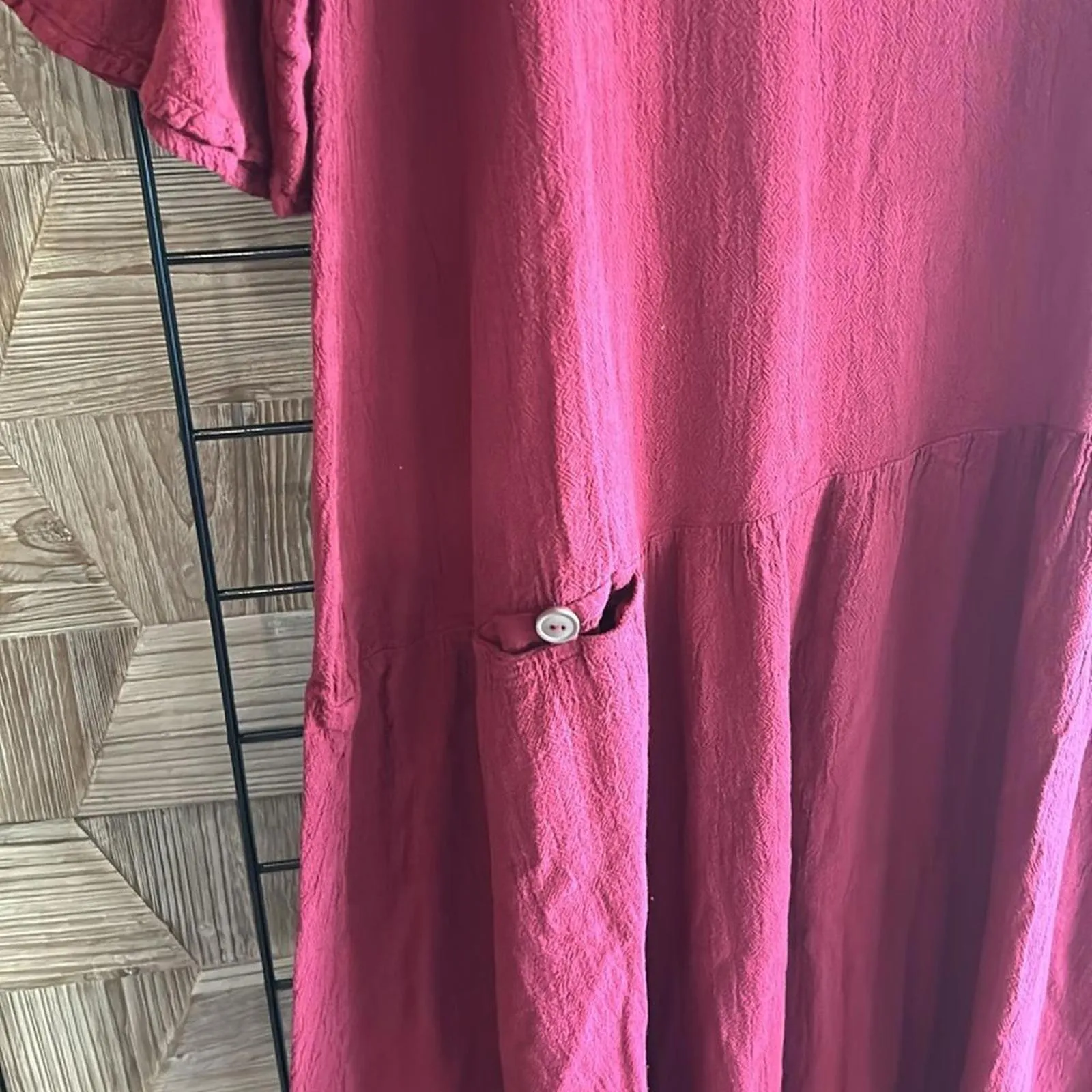 NWT Womens Maxi Dress Sz M Burgundy Short Sleeve Kaftan Red Size M - Image 4