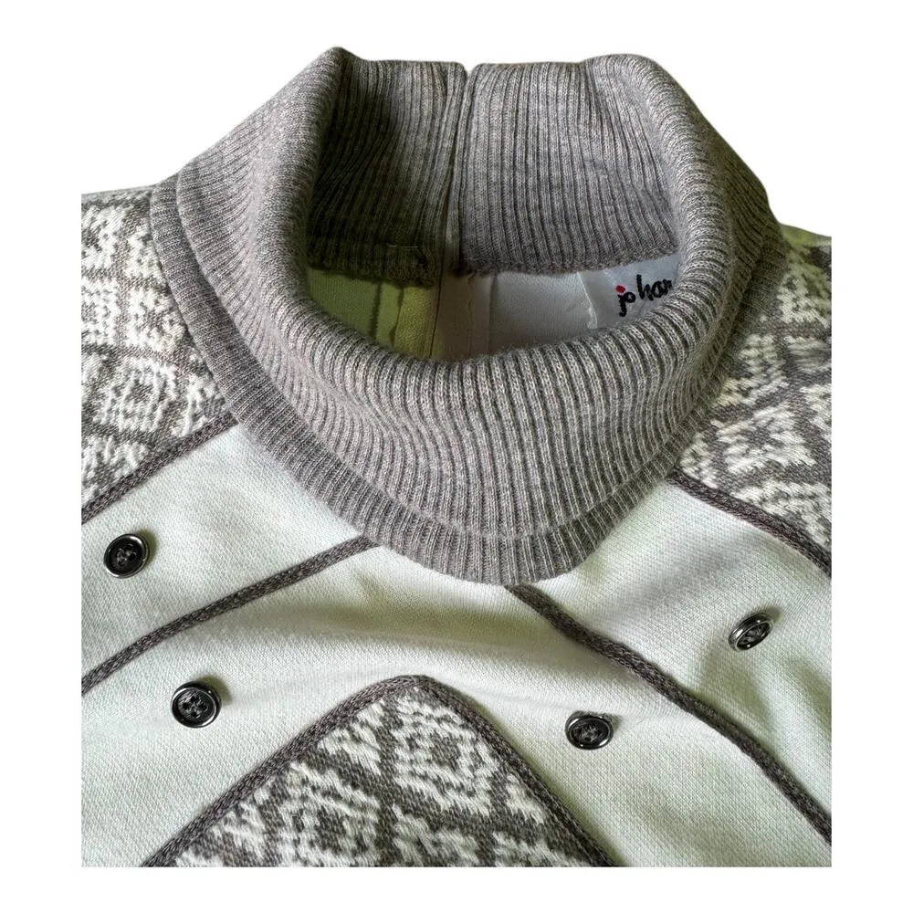 Vintage 80's Jo Hardin turtleneck sweater cream patch button accents size medium - Image 9