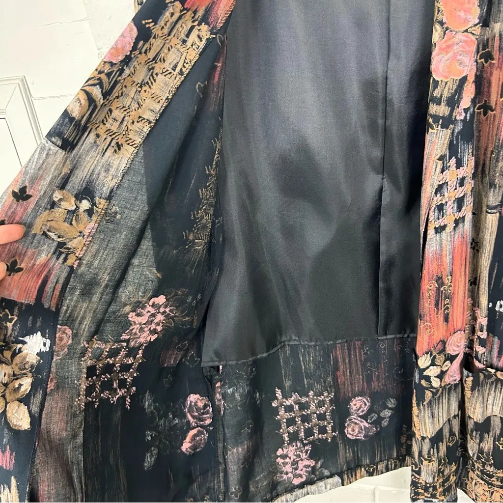 Vintage Kensington Square Patchwork Art To Wear Patterned Blazer Jacket Size L Black Size L - Image 10