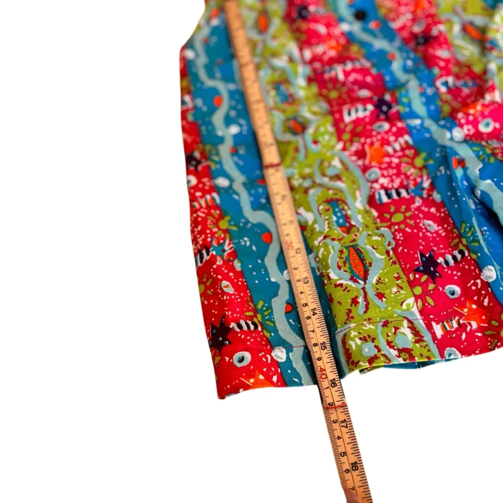 Dreams Vintage 80s NWT Cotton Romper Small Abstract Neon Print Button Playsuit Pink - Image 10