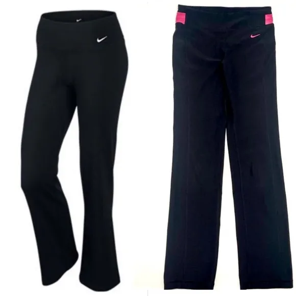 Nike Dri Fit Be Bold Training Track Pants Leggings Yoga Pants Flare Black Pink - Image 2