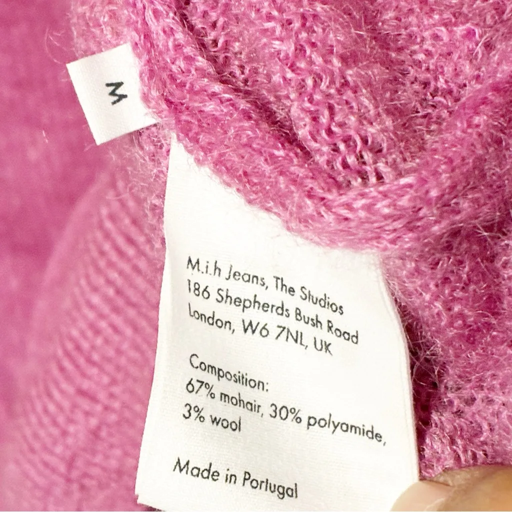 M.i.h Jeans Pink Thin Knit Mohair Wool Blend Crewneck Sweater Size Medium - Image 5