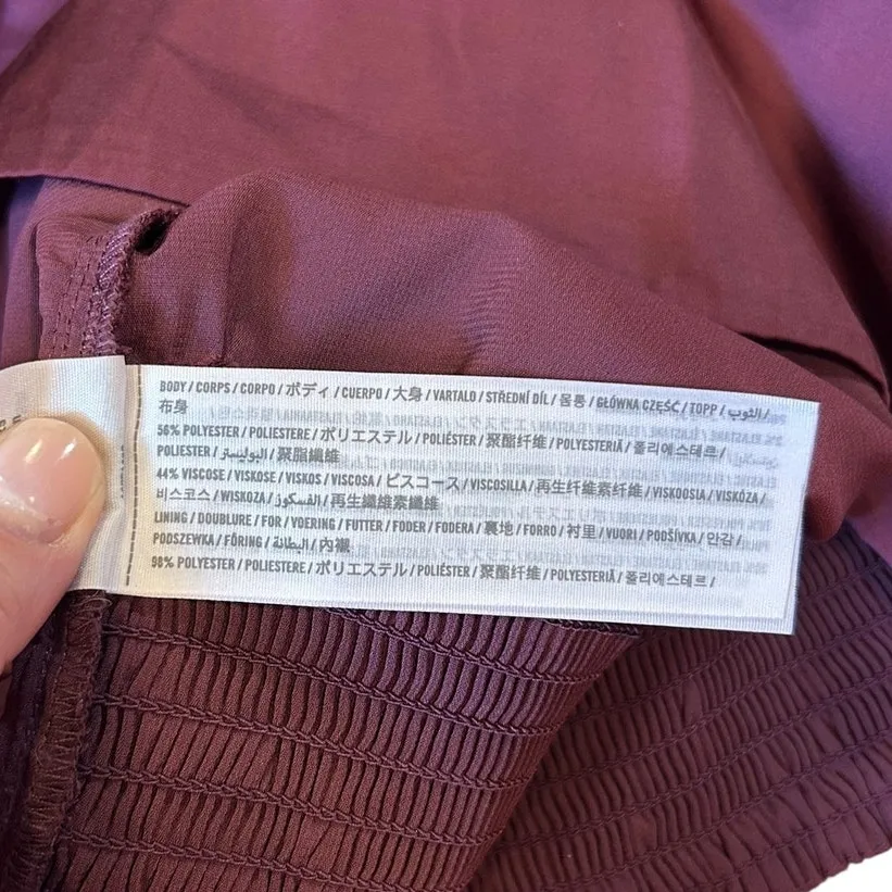 ABERCROMBIE & FITCH Women's Large Silky Satin Top Burgundy Cropped Long Sleeve - Image 7