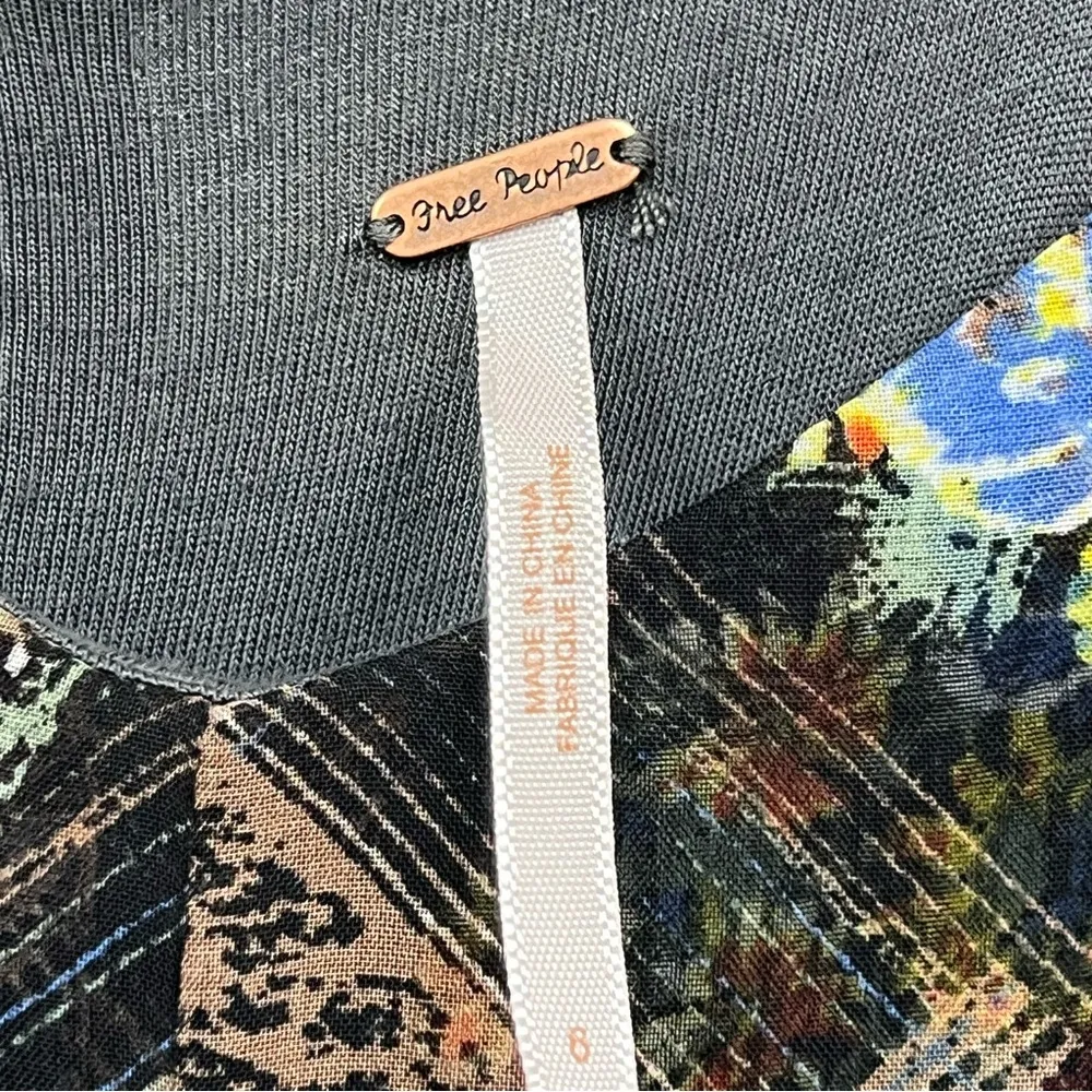 Free People brown & black floral patchwork tiered ruffle multi layer dress 6 nwt - Image 14