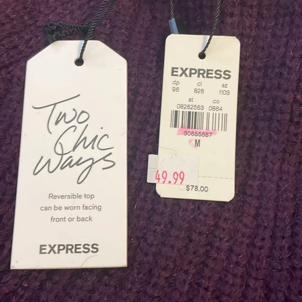 Express purple reversible sweater. NWT. Size M. - Image 4