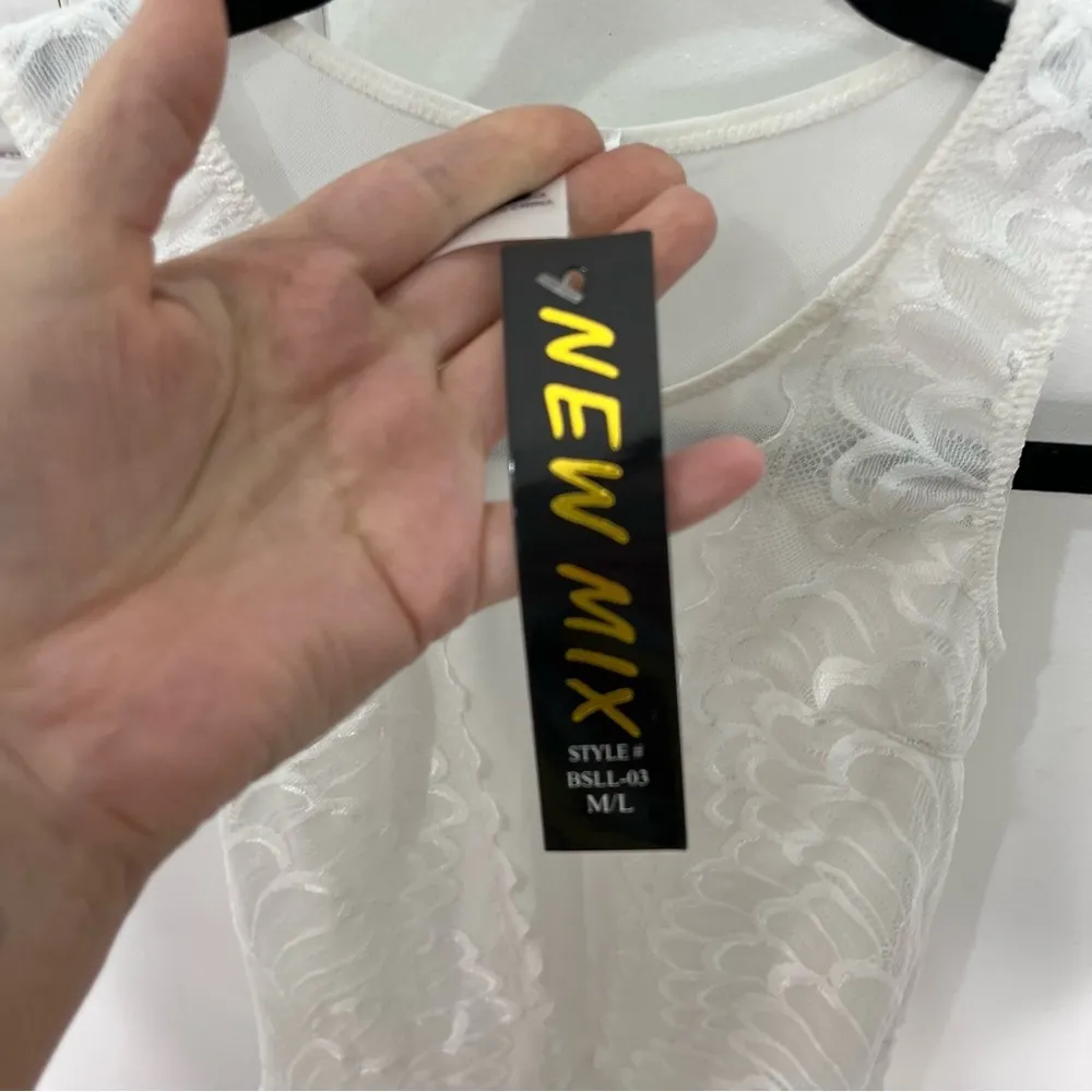 NWT Sheer white lace & mesh body suit M/L Sexy rave wear festival wear clubbing - Image 3