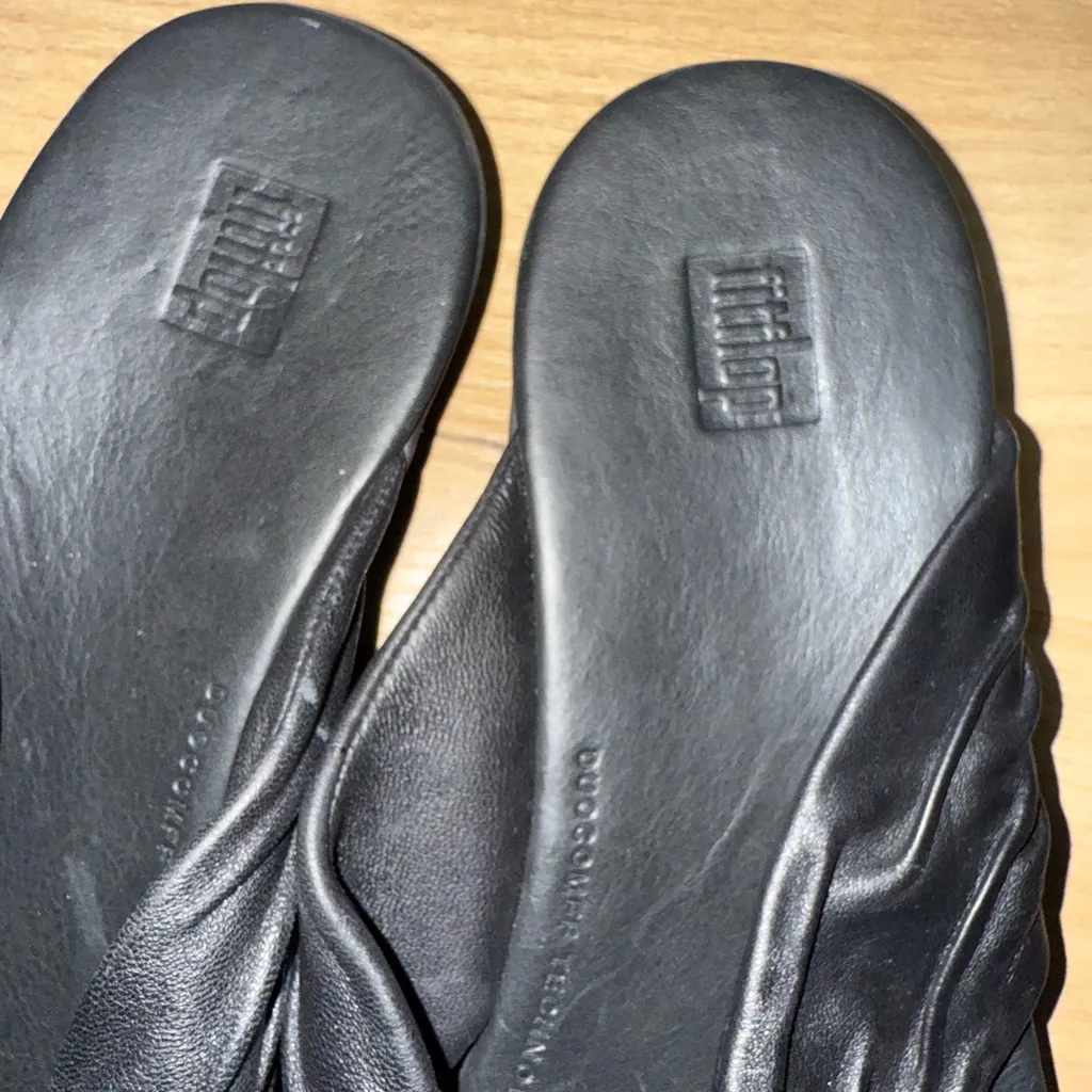 FitFlop Twine Toe Slip on‎ Thong Toe Post Slides Size 9 Black NWT L - Image 4