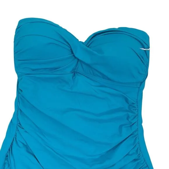 Anne‎ Cole $88 Twist-Front Ruched One-Piece Swimsuit 8 M - Image 6
