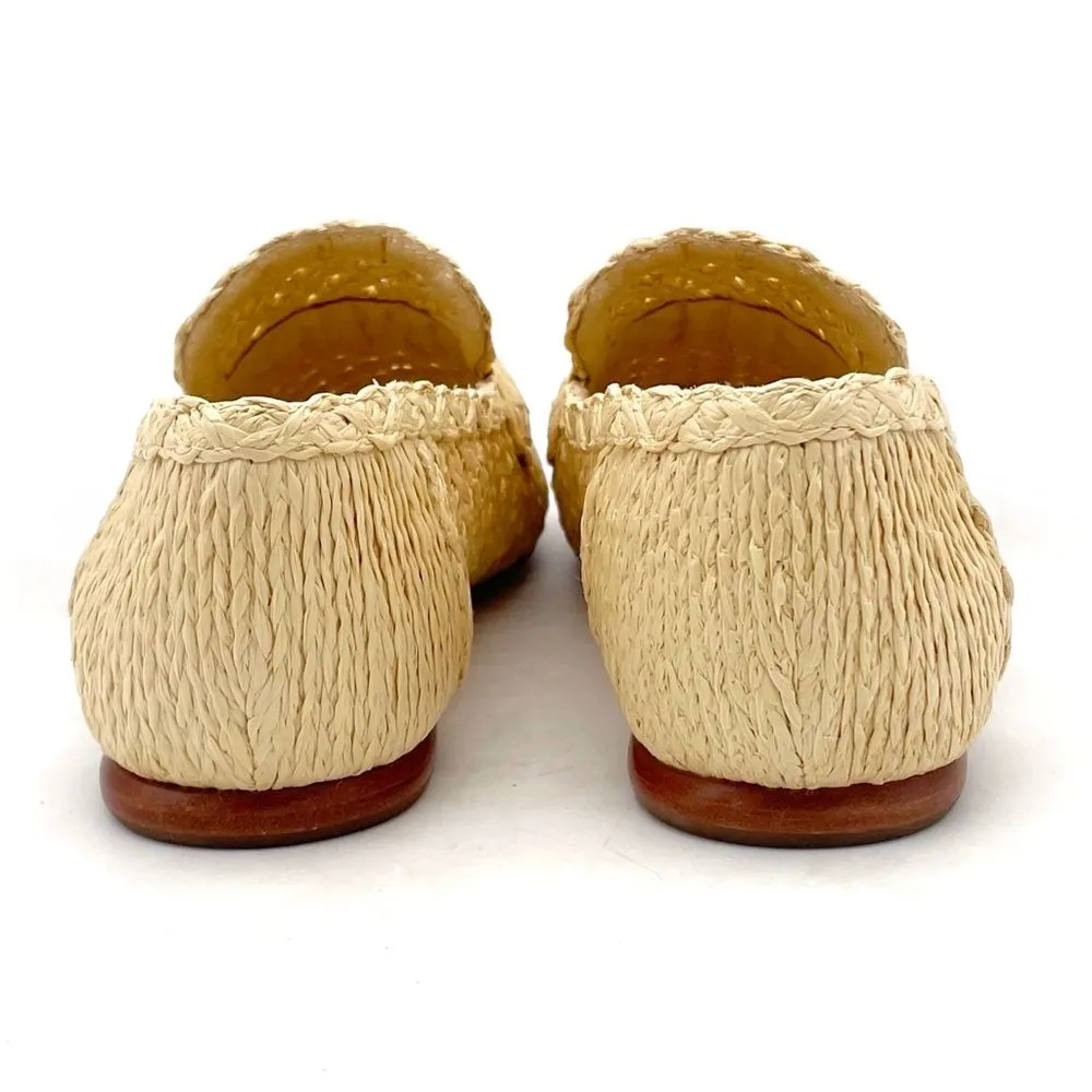 Vince Davis Raffia Loafer Size 6.5 Woven Flat Slip On Natural Beige Summer Shoe - Image 8