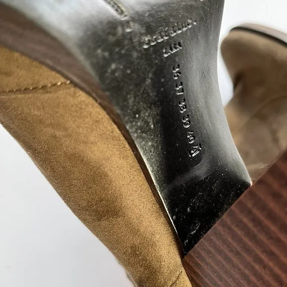 ZARA‎ SUEDE STACK CHUNKY HEELED ANKLE BOOTS BOOTIES - Image 9