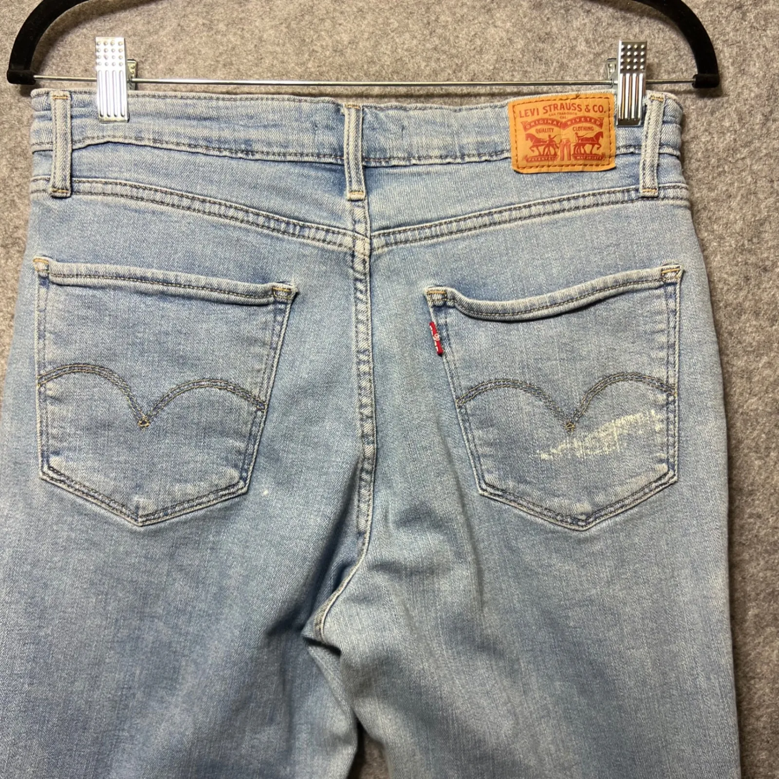 Levis‎ 721 High Rise Skinny Jeans Distressed Ripped Light Wash Size 30 Raw Hem - Image 9