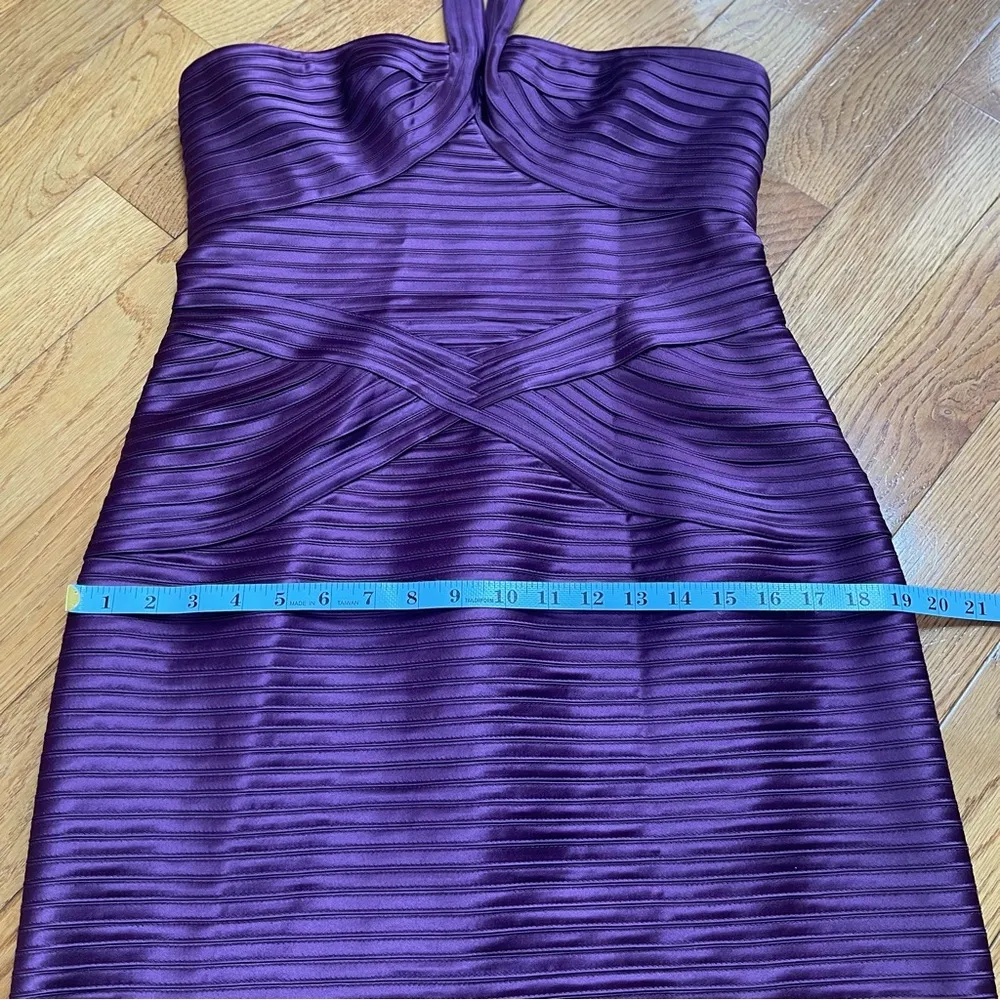 BCBGMaxAzria Purple Ria Bandage Mini Halter Coctail Dress Bodycon Party Sz 12 - Image 7