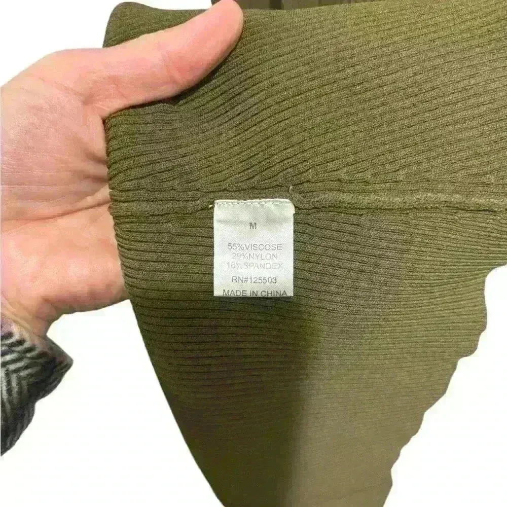 TORN BY RONNY KOBO Medium LACE UP TEXTURED FIT AND FLARE SLEEVELESS DRESS OLIVE - Image 7