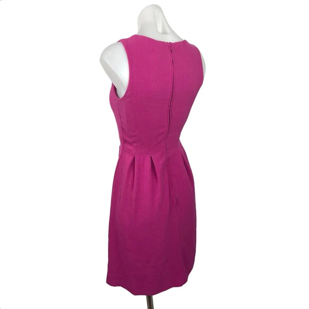 H&M Pink Sleeveless Crewneck Pleated Fit & Flare Knee Length Casual Dress Sz 4 - Image 2