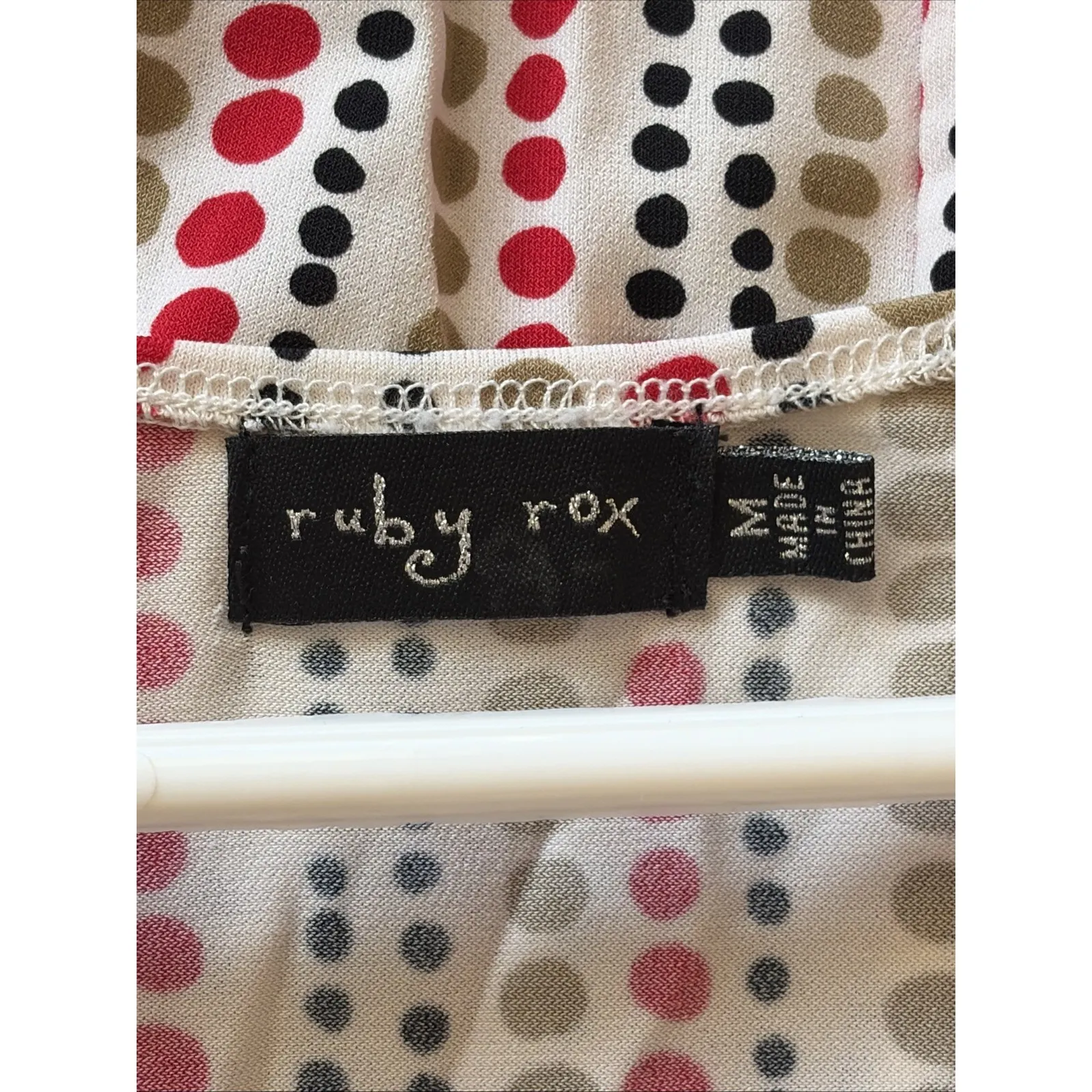 Ruby Rox Y2K Vneck Polka Dot Belted Tie Stretch Midi Dress Womens Medium - Image 11