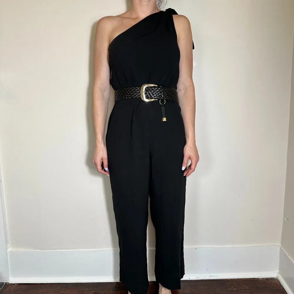 J Crew Black One Shoulder Jumpsuit Size 4 - Image 3