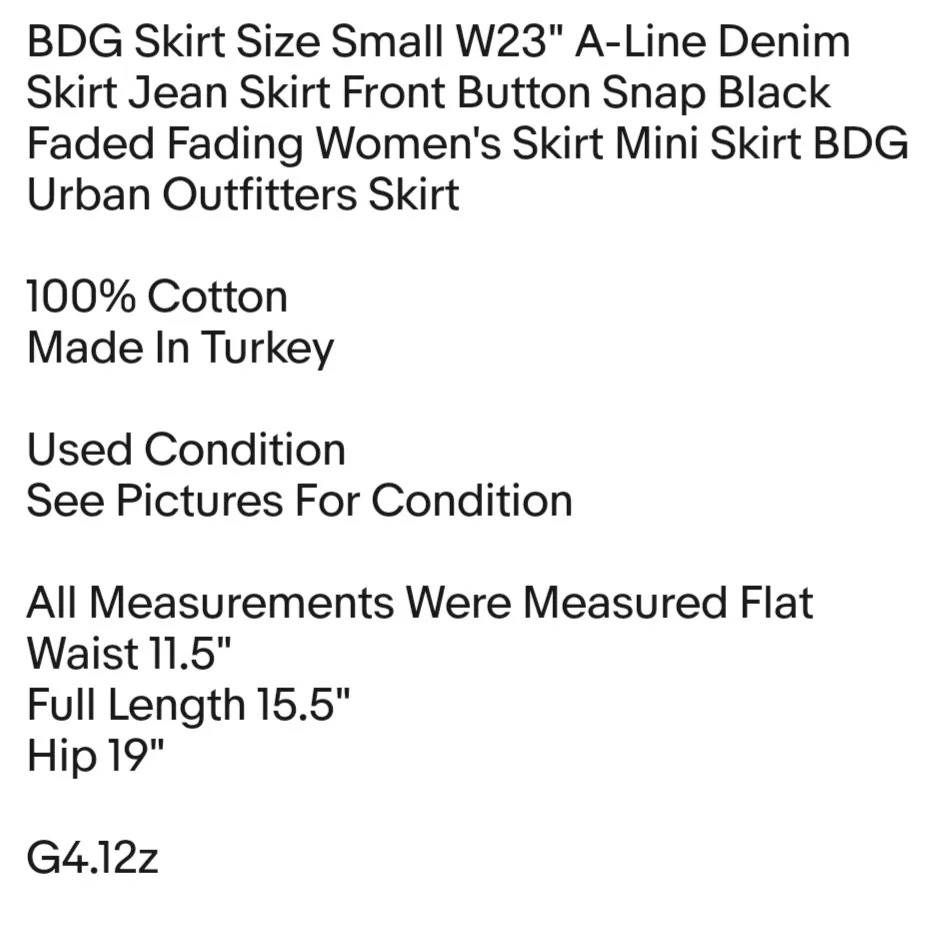 BDG Skirt Size Small W23" A-Line Denim Skirt Jean Skirt  - Image 2